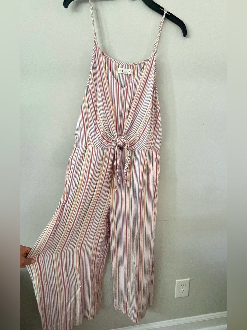 Lou & Grey for LOFT striped tie-waist jumpsuit
